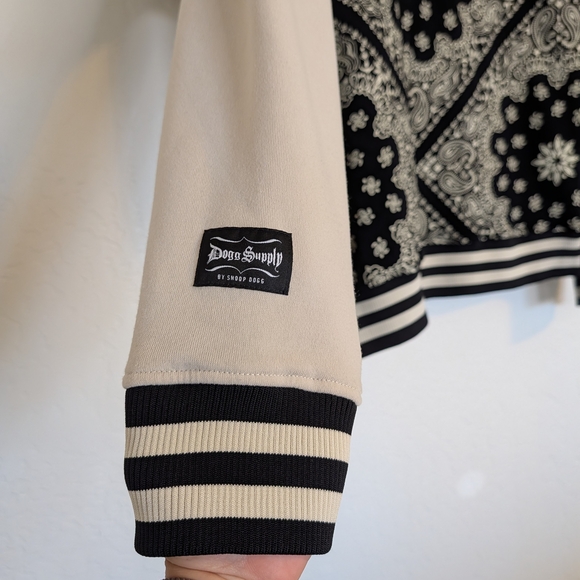 Black and White/Cream Varsity Bomber Dogg Supply Streetwear Urban Normcore - Picture 10 of 10